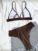 Swim Maiô Bikini de Cintura Alta – Top Triangular para Praia de Verão