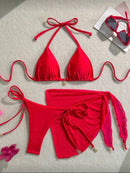 Conjunto de 3 Peças – Bikini com Detalhe em Metal e Costas Abertas