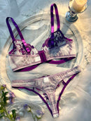 Conjunto de Lingerie Sexy 2 Peças – Floral Roxo Plus Size