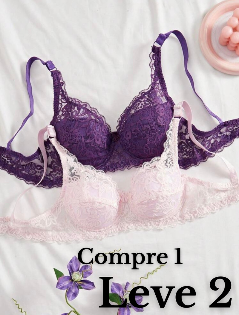 Compre 1 LEVE 2  – Sutiã Sexy de Renda Floral com Armação