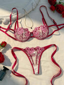 Conjunto de Lingerie Sexy  Céu – 2 Peças com Alça Bordada