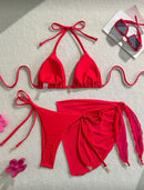 Conjunto de 3 Peças – Bikini com Detalhe em Metal e Costas Abertas
