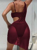 👙 Swim Chiccia Conjunto de 3 Peças – Maiô e Vestido de Praia Vintage Preto