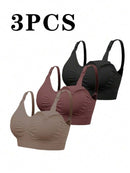 Kit com 3 Sutiãs de Amamentação Confortáveis – Sem Aro e em Cor Lisa