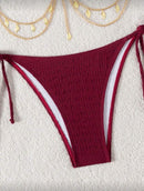 Conjunto de Maiô Bikini de 2 Peças – Alça Amarrada e Cor Sólida