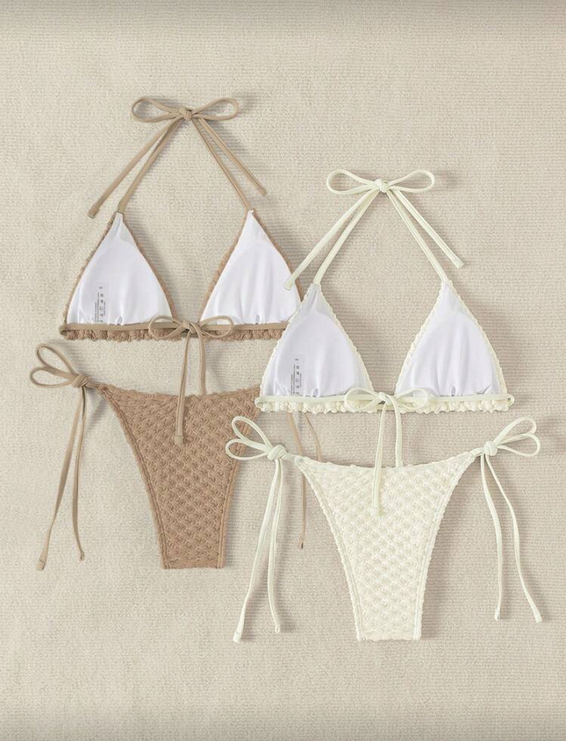 👙 Swim Basics Conjunto de Bikini Halter – Duas Peças com Laços Laterais
