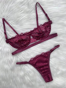 Conjunto de Lingerie Sexy Gringa – Sutiã Meia Taça com Aro + Calcinha Regulável