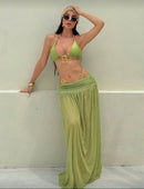 👙 Bonvoyette Conjunto de 3 Peças – Bikini Sexy com Vestido Longo de Praia