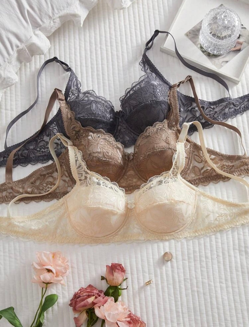 Compre 2 LEVE 3  Sutiã Lingerie Francesa em Renda Minimalista