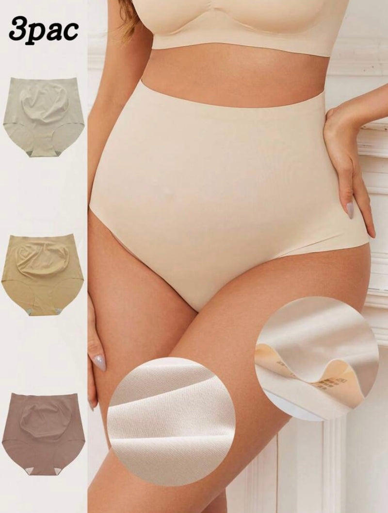 Kit com 3 Calcinhas Maternidade – Cintura Alta com  Acabamento em Renda para o Segundo e Terceiro Trimestre