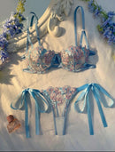 Conjunto de Lingerie Sexy  Céu – 2 Peças com Alça Bordada