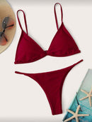 👙 Conjunto de Biquíni Triângulo 2 Peças – Cores Sólidas e Estilo Sexy de Verão