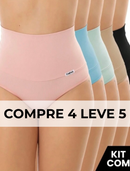 Compre 4 LEVE 5 Calcinhas Pós-Parto Modeladoras – Cós Alto e Fio Duplo