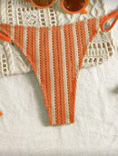 👙 Swim Mod Conjunto de 2 Peças – Amarração Frontal e Listras Texturizadas