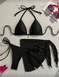 Conjunto de 3 Peças – Bikini com Detalhe em Metal e Costas Abertas