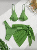 Conjunto de 3 Peças – Sutiã de Arame, Calcinha e Saída Envelope