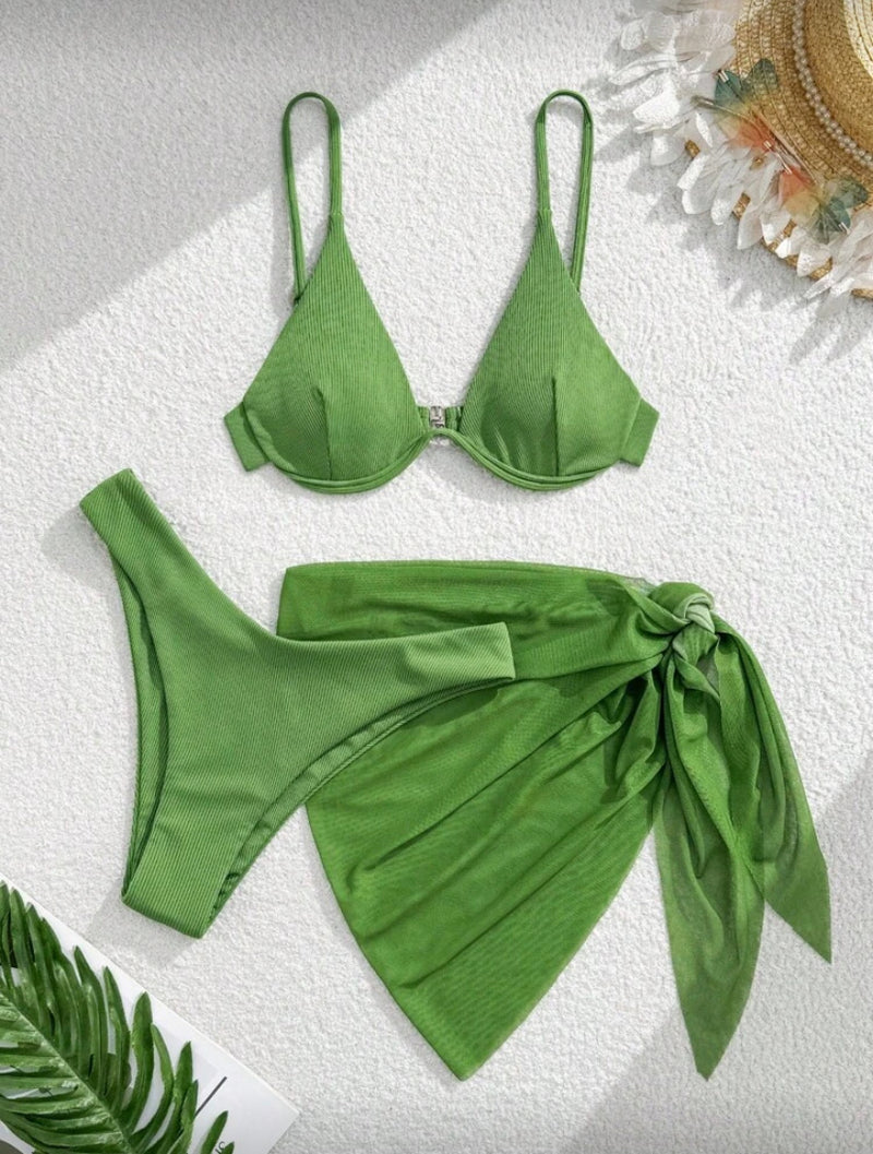 Conjunto de 3 Peças – Sutiã de Arame, Calcinha e Saída Envelope