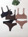 Kit com 3 Conjuntos de Lingerie Sem Fio Sólida