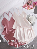Compre 1 LEVE 2 Conjuntos de Pijama – Seda Sintética com Costas Abertas