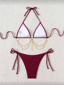 Conjunto de Maiô Bikini de 2 Peças – Alça Amarrada e Cor Sólida
