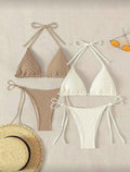 👙 Swim Basics Conjunto de Bikini Halter – Duas Peças com Laços Laterais