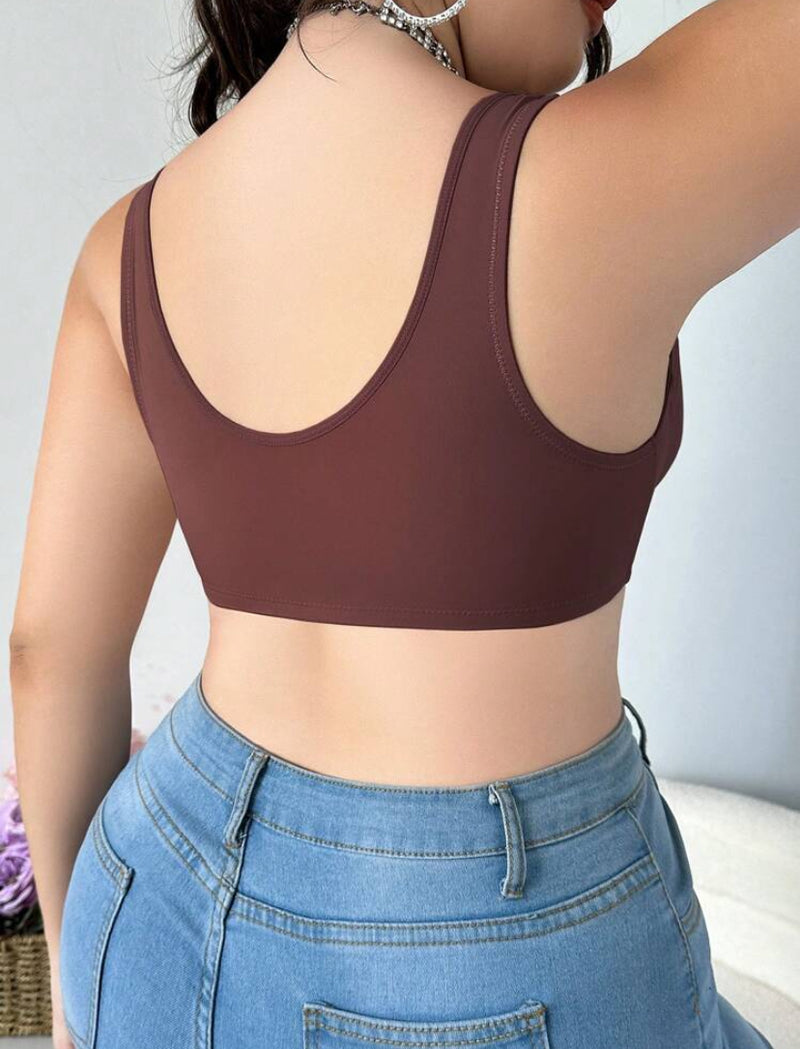 Sutiã Plus Size Sem Aro com Botões Frontais Ajustáveis