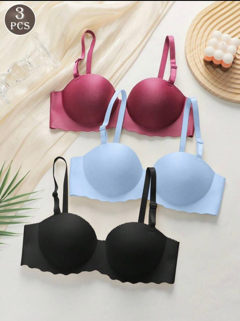 Kit 3 Peças – Sutiã Sem Fio e Sem Costura para Uso Diário