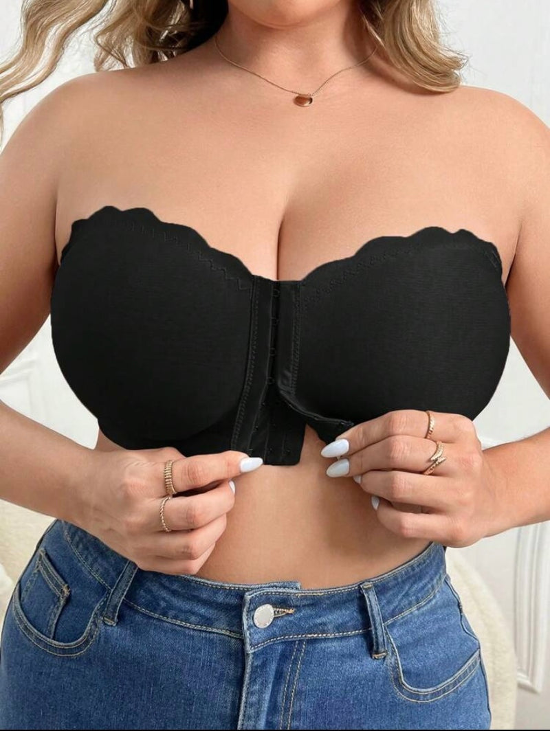 Sutiã Bandeau Plus Size – Sem Arame e com Fechamento Frontal