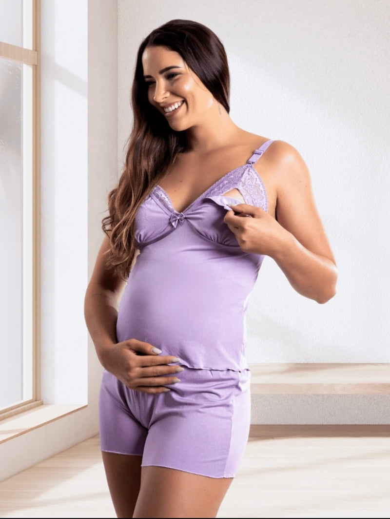 Short Doll Amamentação com renda, click abre facil