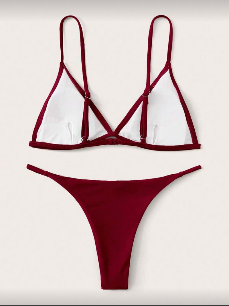 👙 Conjunto de Biquíni Triângulo 2 Peças – Cores Sólidas e Estilo Sexy de Verão