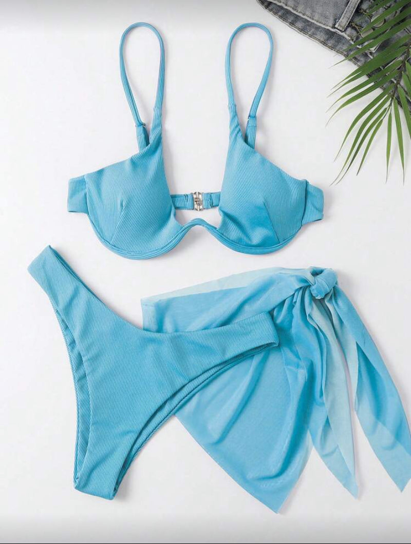 Conjunto de 3 Peças – Sutiã de Arame, Calcinha e Saída Envelope