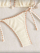 👙 Swim Mod Conjunto de Biquíni Feminino – Top Decorado com Conchas, Alça Halter e Amarração Lateral