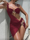 👙 Swim Chiccia Conjunto de 3 Peças – Maiô e Vestido de Praia Vintage Preto