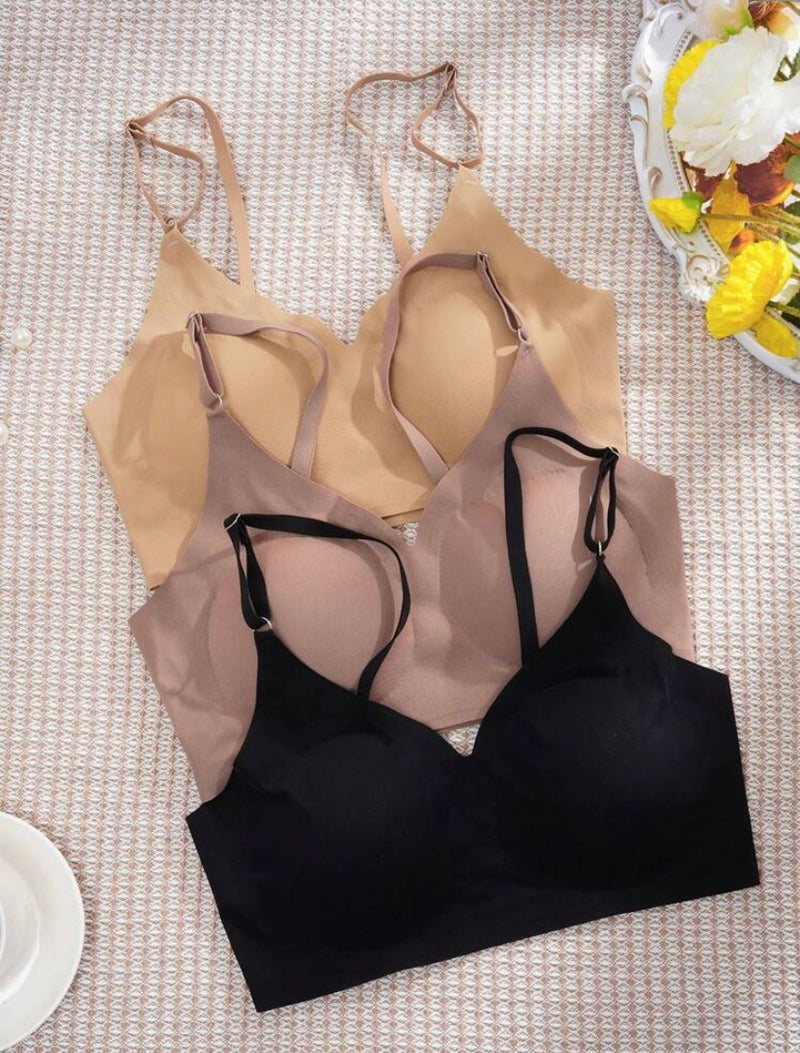 Kit com 3 Sutiãs Sem Fio Femininos – Sem Costura e Respiráveis