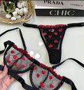 Conjunto de Lingerie Moda Íntima Gringa – Tule Bordado com Corações