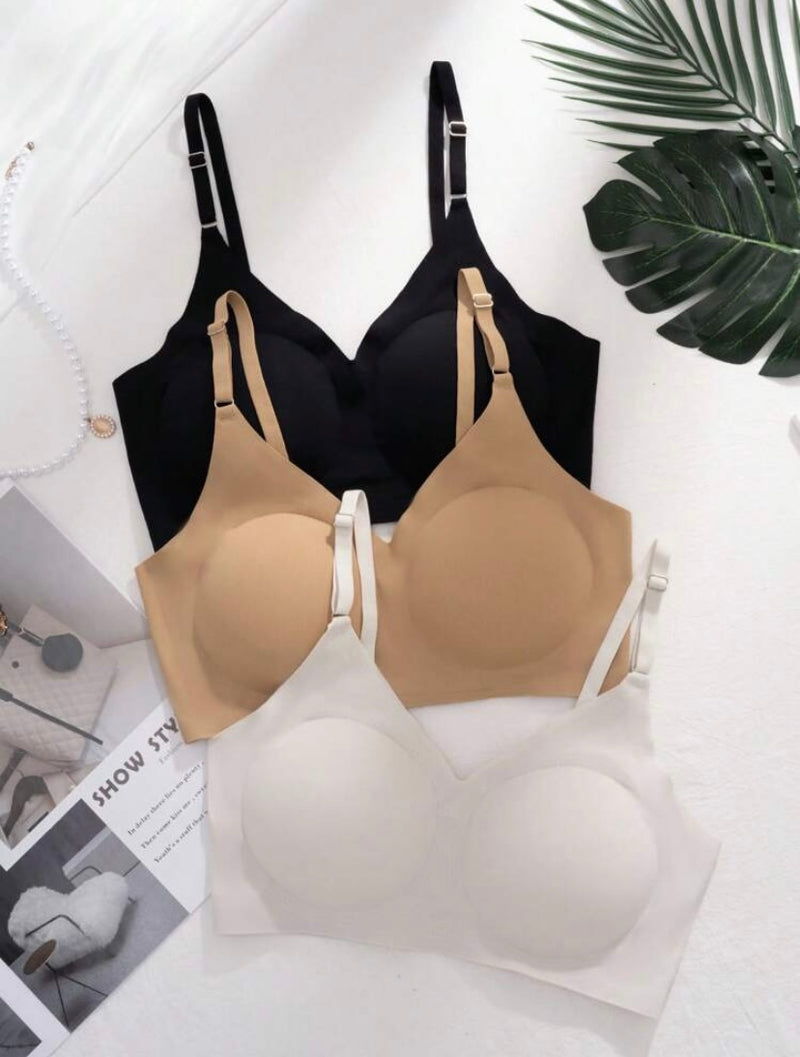 Kit com 3 Sutiãs Sem Fio Femininos – Sem Costura e Respiráveis