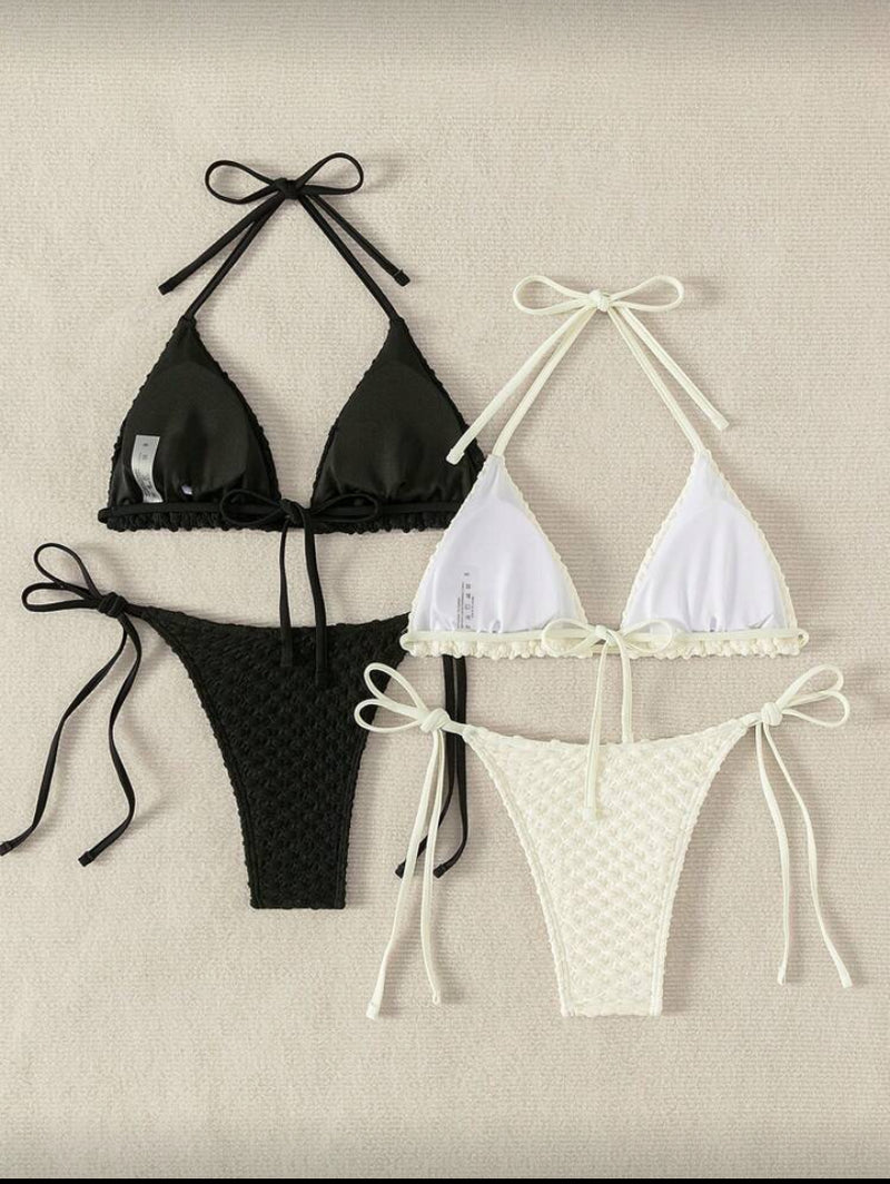 👙 Swim Basics Conjunto de Bikini Halter – Duas Peças com Laços Laterais