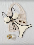 👙 Swim Basics Conjunto Maiô Bikini Feminino – Recorte Contrastante e Detalhe Torcido na Frente