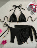 Conjunto de 3 Peças – Bikini com Detalhe em Metal e Costas Abertas