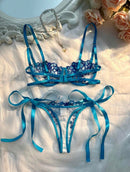 Conjunto de Lingerie Sexy  Céu – 2 Peças com Alça Bordada