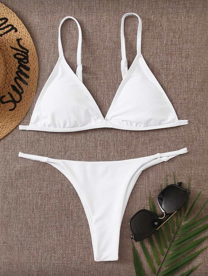 👙 Conjunto de Biquíni Triângulo 2 Peças – Cores Sólidas e Estilo Sexy de Verão