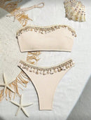 👙 Swim SXY Conjunto de Maiô Bikini – Estampa de Conchas e Textura Canelada